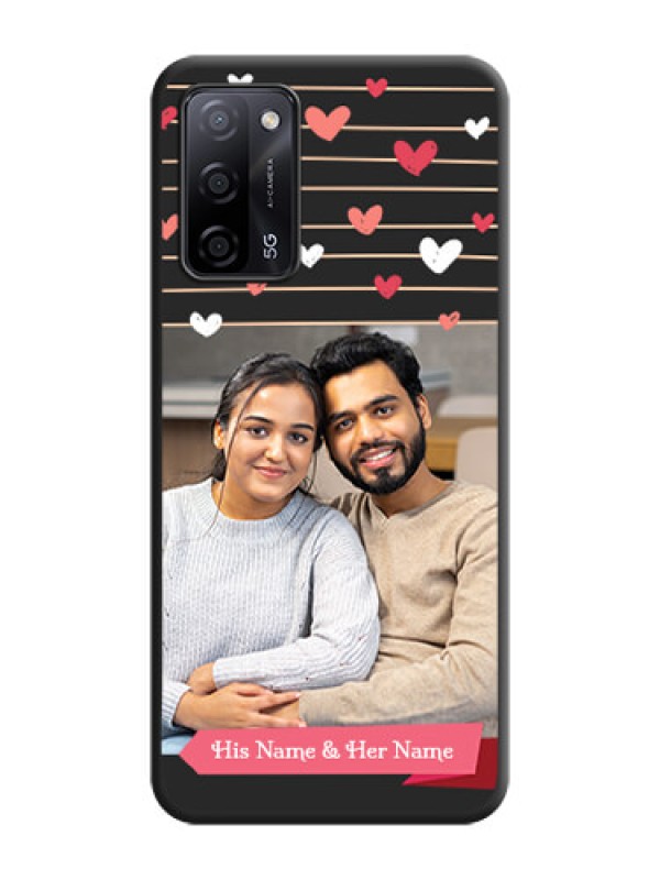 Custom Love Pattern with Name on Pink Ribbon  on Photo on Space Black Soft Matte Back Cover - Oppo A53s 5G
