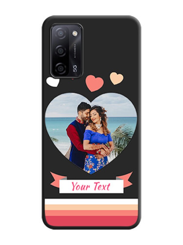Custom Love Shaped Photo with Colorful Stripes on Personalised Space Black Soft Matte Cases - Oppo A53s 5G