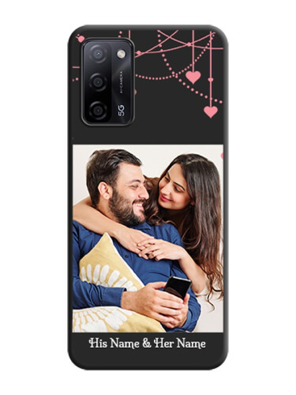 Custom Pink Love Hangings with Text on Space Black Custom Soft Matte Back Cover - Oppo A53s 5G