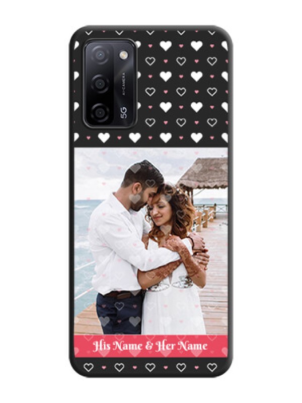 Custom White Color Love Symbols with Text Design on Photo on Space Black Soft Matte Phone Cover - Oppo A53s 5G
