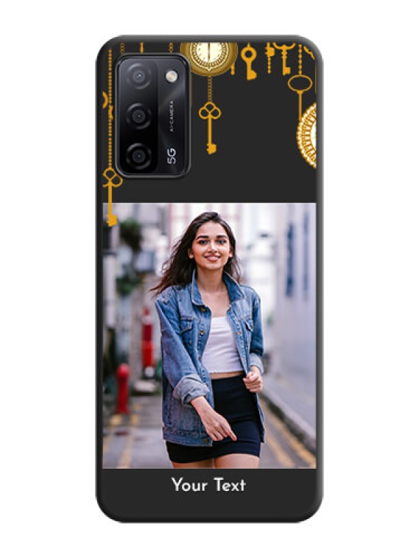 Custom Decorative Design with Text on Space Black Custom Soft Matte Back Cover - Oppo A53s 5G