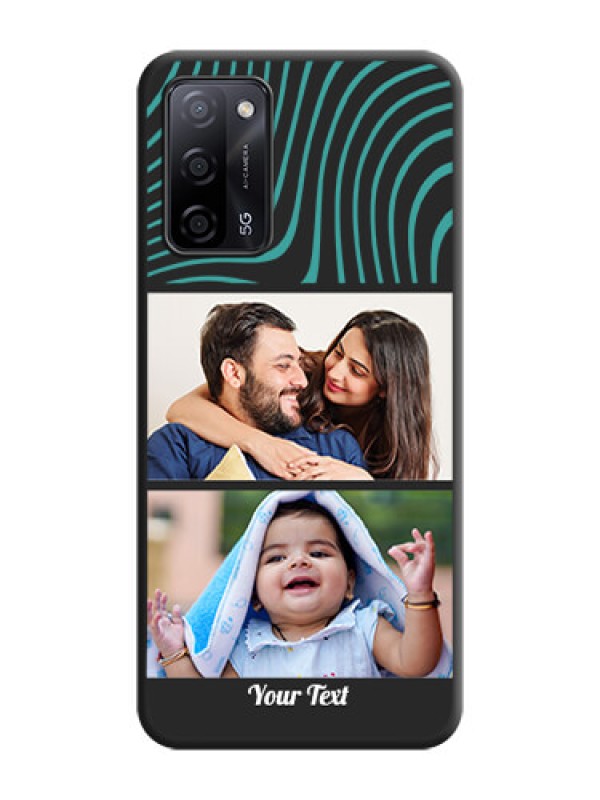 Custom Wave Pattern with 2 Image Holder on Space Black Personalized Soft Matte Phone Covers - Oppo A53s 5G