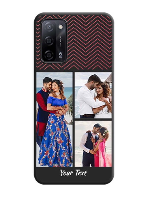 Custom Wave Pattern with 3 Image Holder on Space Black Custom Soft Matte Back Cover - Oppo A53s 5G