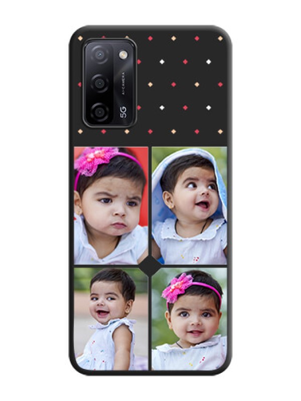 Custom Multicolor Dotted Pattern with 4 Image Holder on Space Black Custom Soft Matte Phone Cases - Oppo A53s 5G
