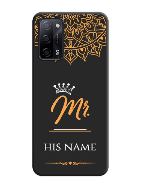 Custom Mr Name with Floral Design  on Personalised Space Black Soft Matte Cases - Oppo A53s 5G