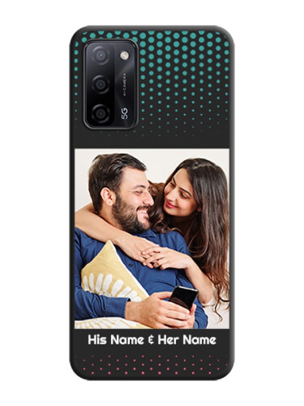 Custom Faded Dots with Grunge Photo Frame and Text on Space Black Custom Soft Matte Phone Cases - Oppo A53s 5G
