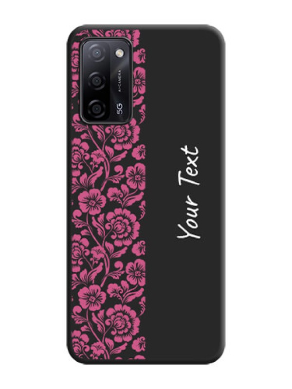 Custom Pink Floral Pattern Design With Custom Text On Space Black Personalized Soft Matte Phone Covers -Oppo A53S 5G