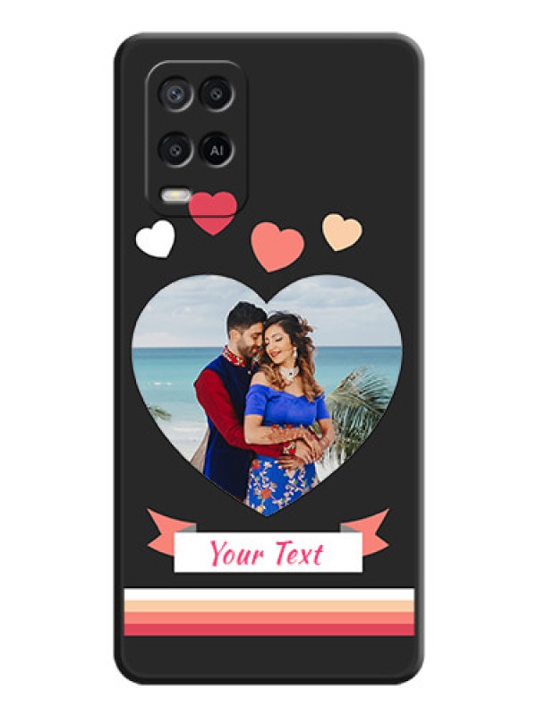 Custom Love Shaped Photo with Colorful Stripes on Personalised Space Black Soft Matte Cases - Oppo A54