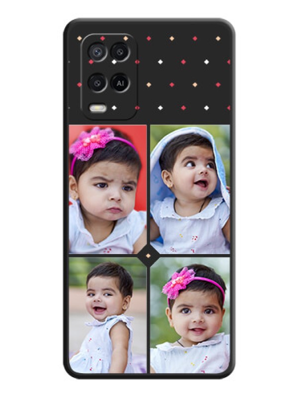 Custom Multicolor Dotted Pattern with 4 Image Holder on Space Black Custom Soft Matte Phone Cases - Oppo A54