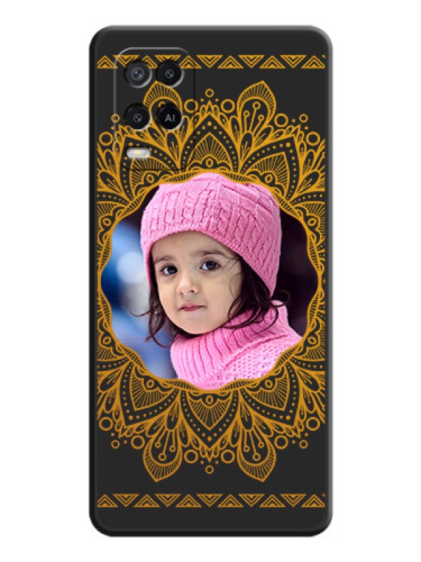 Custom Round Image with Floral Design on Photo on Space Black Soft Matte Mobile Cover - Oppo A54