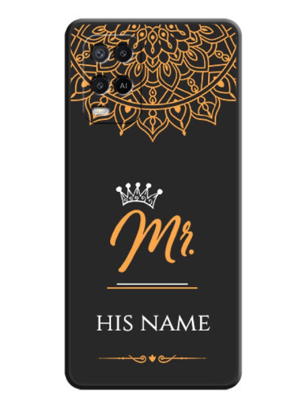Custom Mr Name with Floral Design  on Personalised Space Black Soft Matte Cases - Oppo A54
