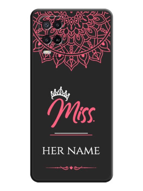 Custom Mrs Name with Floral Design on Space Black Personalized Soft Matte Phone Covers - Oppo A54
