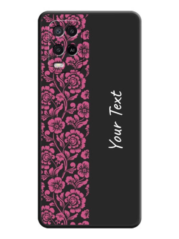Custom Pink Floral Pattern Design With Custom Text On Space Black Personalized Soft Matte Phone Covers -Oppo A54