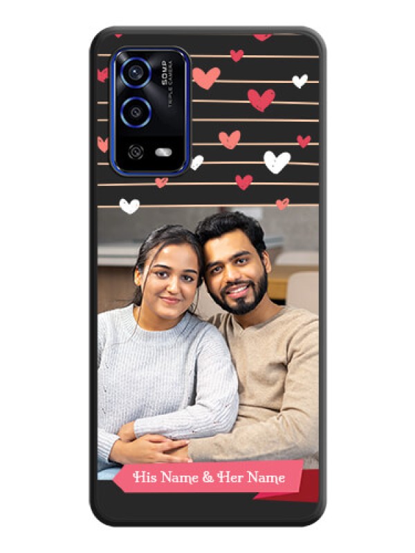 Custom Love Pattern with Name on Pink Ribbon  on Photo on Space Black Soft Matte Back Cover - Oppo A55