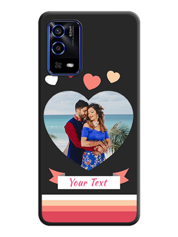 Custom Love Shaped Photo with Colorful Stripes on Personalised Space Black Soft Matte Cases - Oppo A55