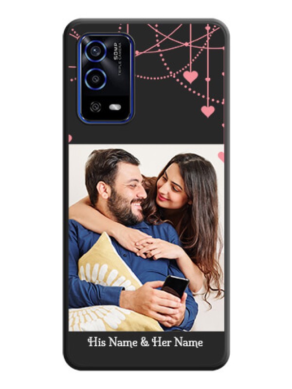 Custom Pink Love Hangings with Text on Space Black Custom Soft Matte Back Cover - Oppo A55