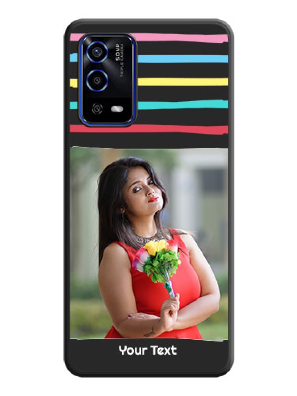 Custom Multicolor Lines with Image on Space Black Personalized Soft Matte Phone Covers - Oppo A55