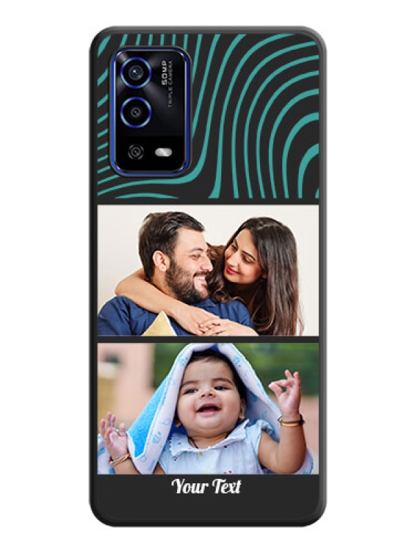 Custom Wave Pattern with 2 Image Holder on Space Black Personalized Soft Matte Phone Covers - Oppo A55