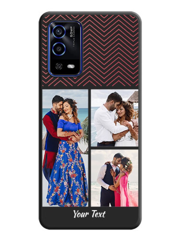Custom Wave Pattern with 3 Image Holder on Space Black Custom Soft Matte Back Cover - Oppo A55
