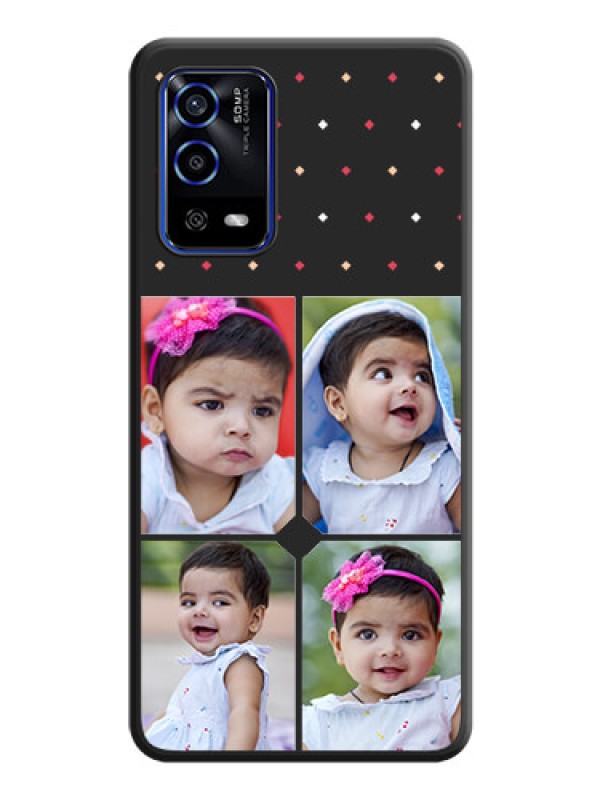 Custom Multicolor Dotted Pattern with 4 Image Holder on Space Black Custom Soft Matte Phone Cases - Oppo A55