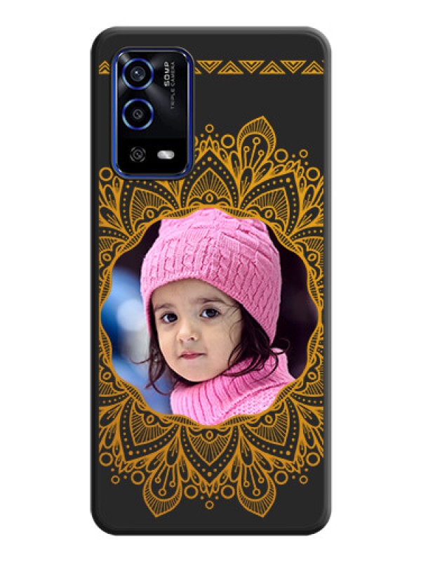 Custom Round Image with Floral Design on Photo on Space Black Soft Matte Mobile Cover - Oppo A55