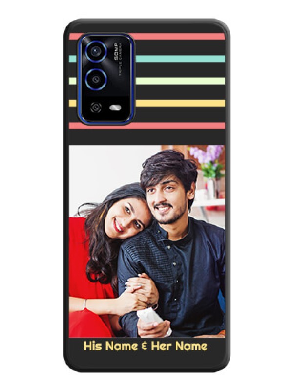 Custom Color Stripes with Photo and Text on Photo on Space Black Soft Matte Mobile Case - Oppo A55