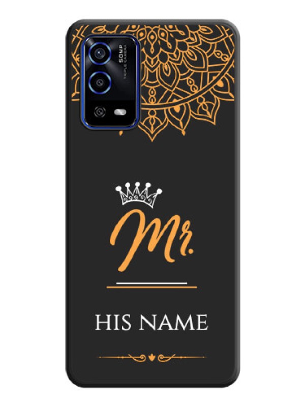 Custom Mr Name with Floral Design  on Personalised Space Black Soft Matte Cases - Oppo A55