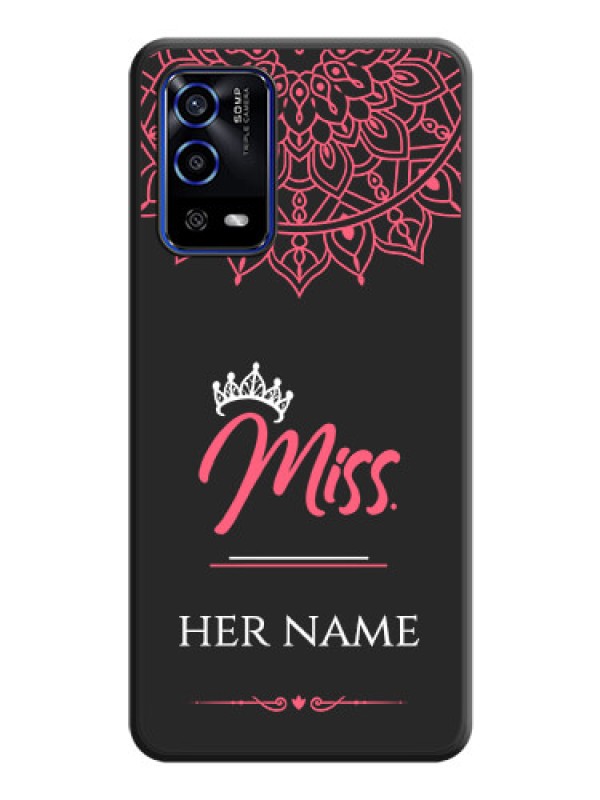 Custom Mrs Name with Floral Design on Space Black Personalized Soft Matte Phone Covers - Oppo A55