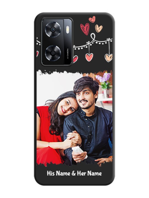 Custom Pink Love Hangings with Name on Space Black Custom Soft Matte Phone Cases - Oppo A57 2022