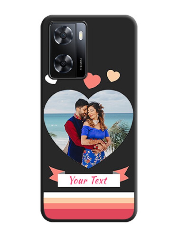 Custom Love Shaped Photo with Colorful Stripes on Personalised Space Black Soft Matte Cases - Oppo A57 2022