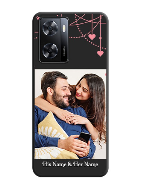 Custom Pink Love Hangings with Text on Space Black Custom Soft Matte Back Cover - Oppo A57 2022