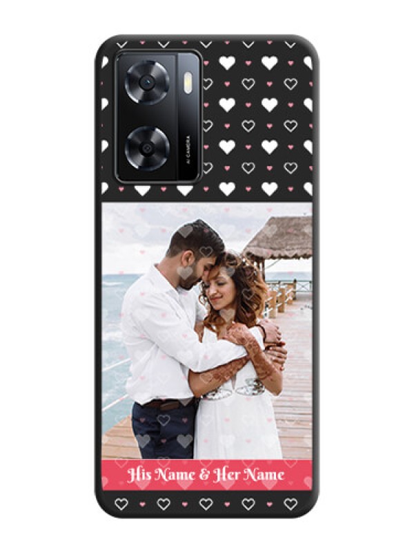 Custom White Color Love Symbols with Text Design on Photo on Space Black Soft Matte Phone Cover - Oppo A57 2022