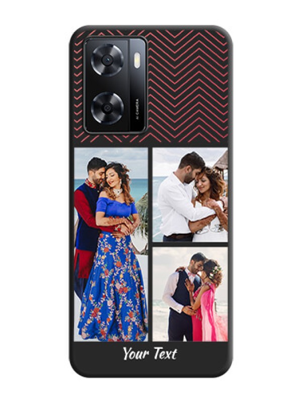 Custom Wave Pattern with 3 Image Holder on Space Black Custom Soft Matte Back Cover - Oppo A57 2022