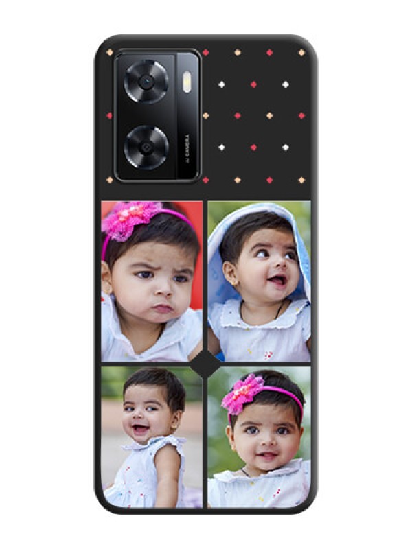 Custom Multicolor Dotted Pattern with 4 Image Holder on Space Black Custom Soft Matte Phone Cases - Oppo A57 2022