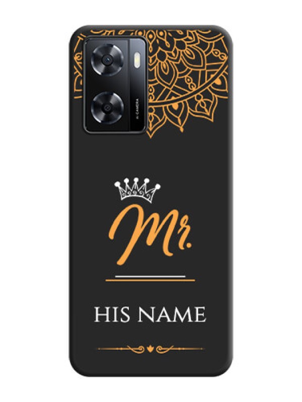 Custom Mr Name with Floral Design  on Personalised Space Black Soft Matte Cases - Oppo A57 2022