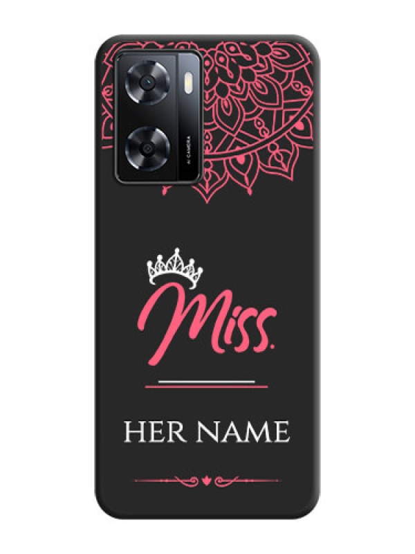 Custom Mrs Name with Floral Design on Space Black Personalized Soft Matte Phone Covers - Oppo A57 2022