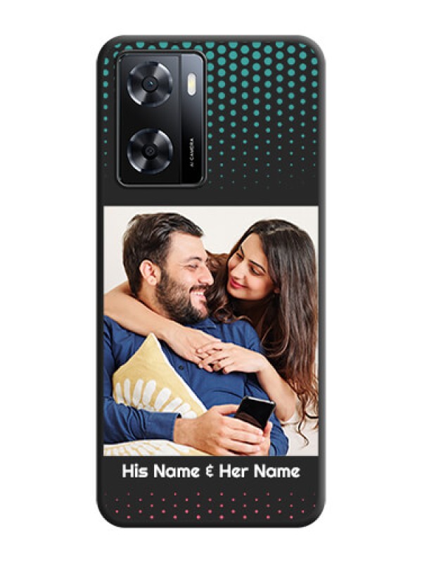 Custom Faded Dots with Grunge Photo Frame and Text on Space Black Custom Soft Matte Phone Cases - Oppo A57 2022