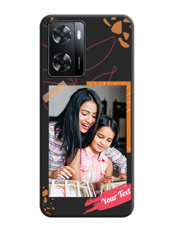 Custom Orange Photo Frame on Space Black Custom Soft Matte Phone Back Cover - Oppo A57 2022