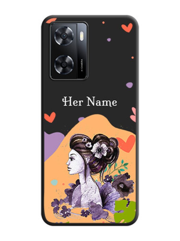 Custom Namecase For Her With Fancy Lady Image On Space Black Personalized Soft Matte Phone Covers -Oppo A57 2022