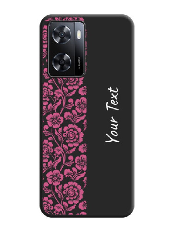Custom Pink Floral Pattern Design With Custom Text On Space Black Personalized Soft Matte Phone Covers -Oppo A57 2022