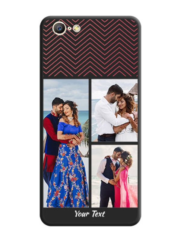 Custom Wave Pattern with 3 Image Holder on Space Black Custom Soft Matte Back Cover - Oppo A57