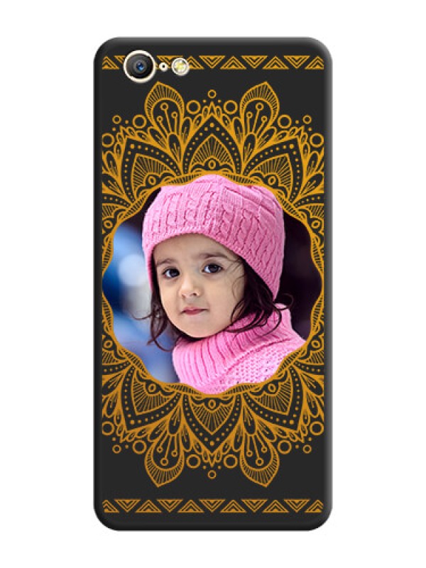 Custom Round Image with Floral Design on Photo on Space Black Soft Matte Mobile Cover - Oppo A57
