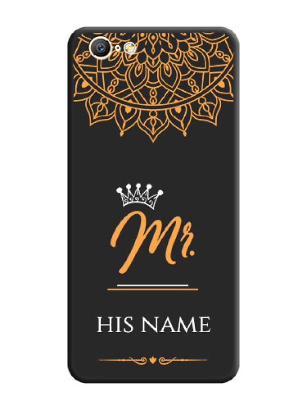 Custom Mr Name with Floral Design  on Personalised Space Black Soft Matte Cases - Oppo A57
