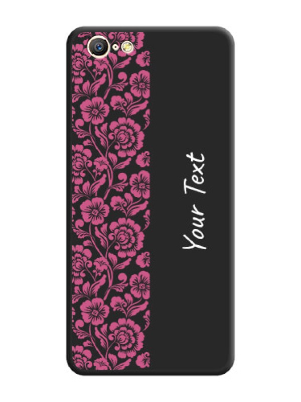 Custom Pink Floral Pattern Design With Custom Text On Space Black Personalized Soft Matte Phone Covers -Oppo A57