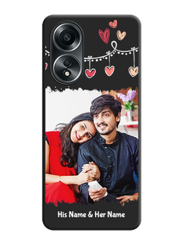 Custom Pink Love Hangings with Name on Space Black Custom Soft Matte Phone Cases - Oppo A58