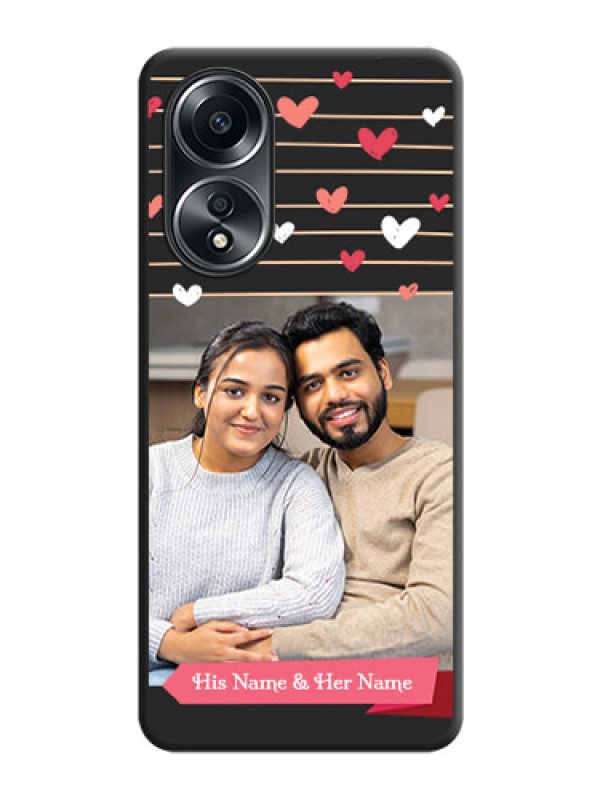 Custom Love Pattern with Name on Pink Ribbon - Photo on Space Black Soft Matte Back Cover - Oppo A58