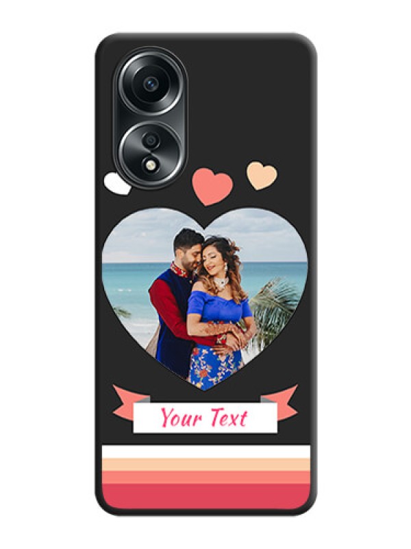 Custom Love Shaped Photo with Colorful Stripes on Personalised Space Black Soft Matte Cases - Oppo A58