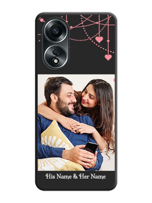 Custom Pink Love Hangings with Text on Space Black Custom Soft Matte Back Cover - Oppo A58