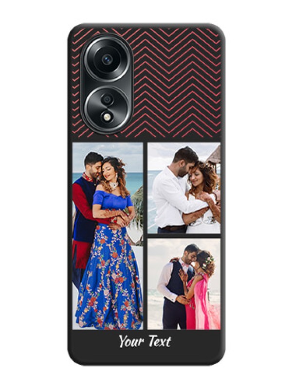 Custom Wave Pattern with 3 Image Holder on Space Black Custom Soft Matte Back Cover - Oppo A58