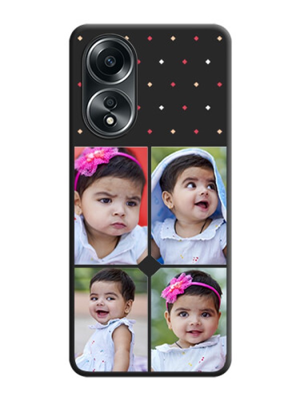 Custom Multicolor Dotted Pattern with 4 Image Holder on Space Black Custom Soft Matte Phone Cases - Oppo A58